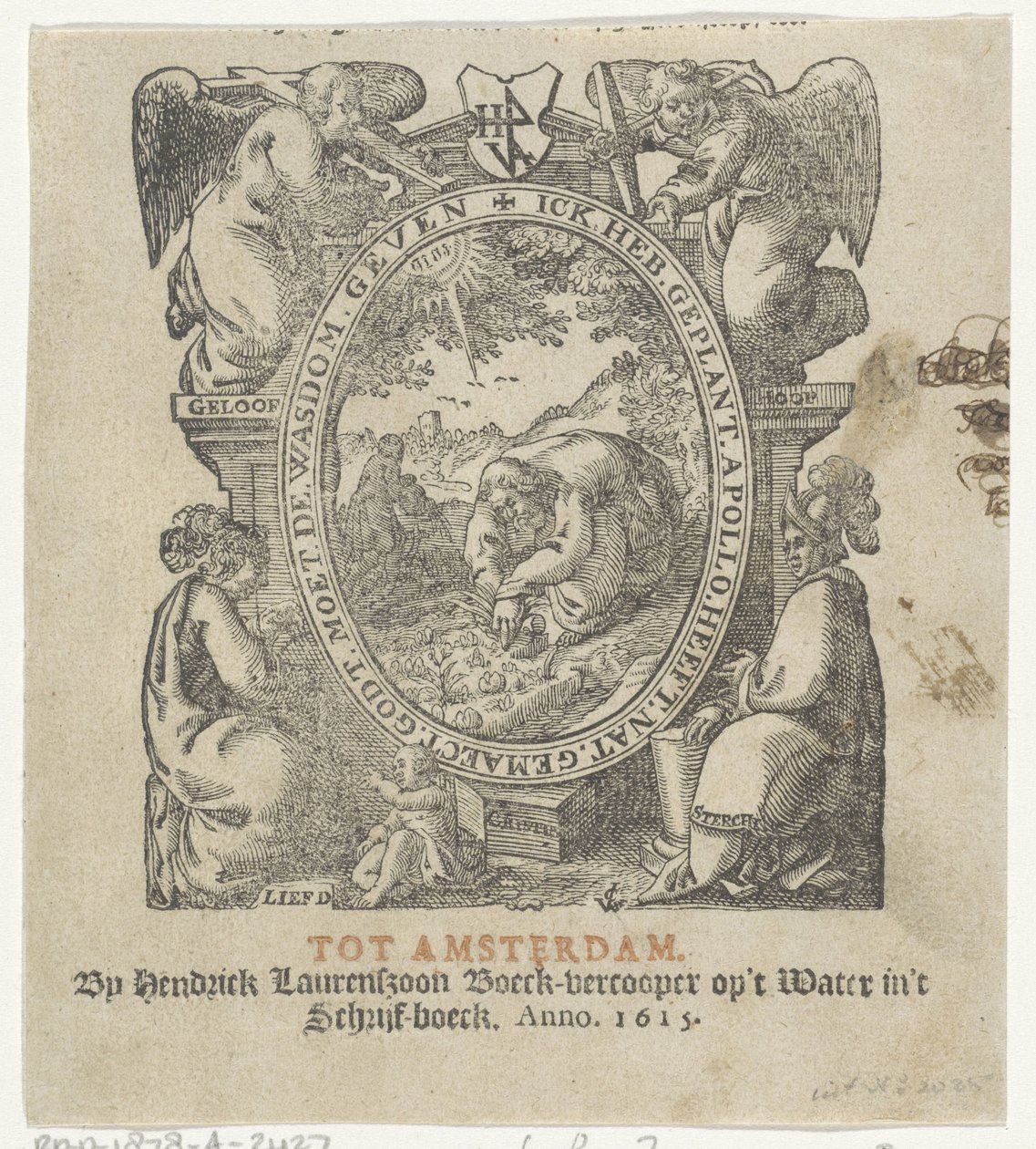 Title Vignette with a Man Planting Crops by Christoffel van Sichem (II) (possibly)
