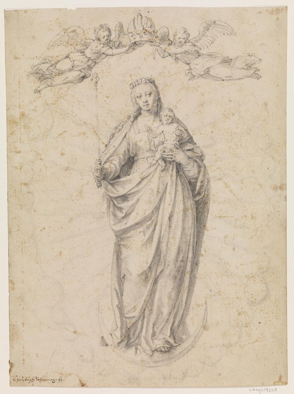 Mary with the Child Standing on the Moon by Christoph Schwarz