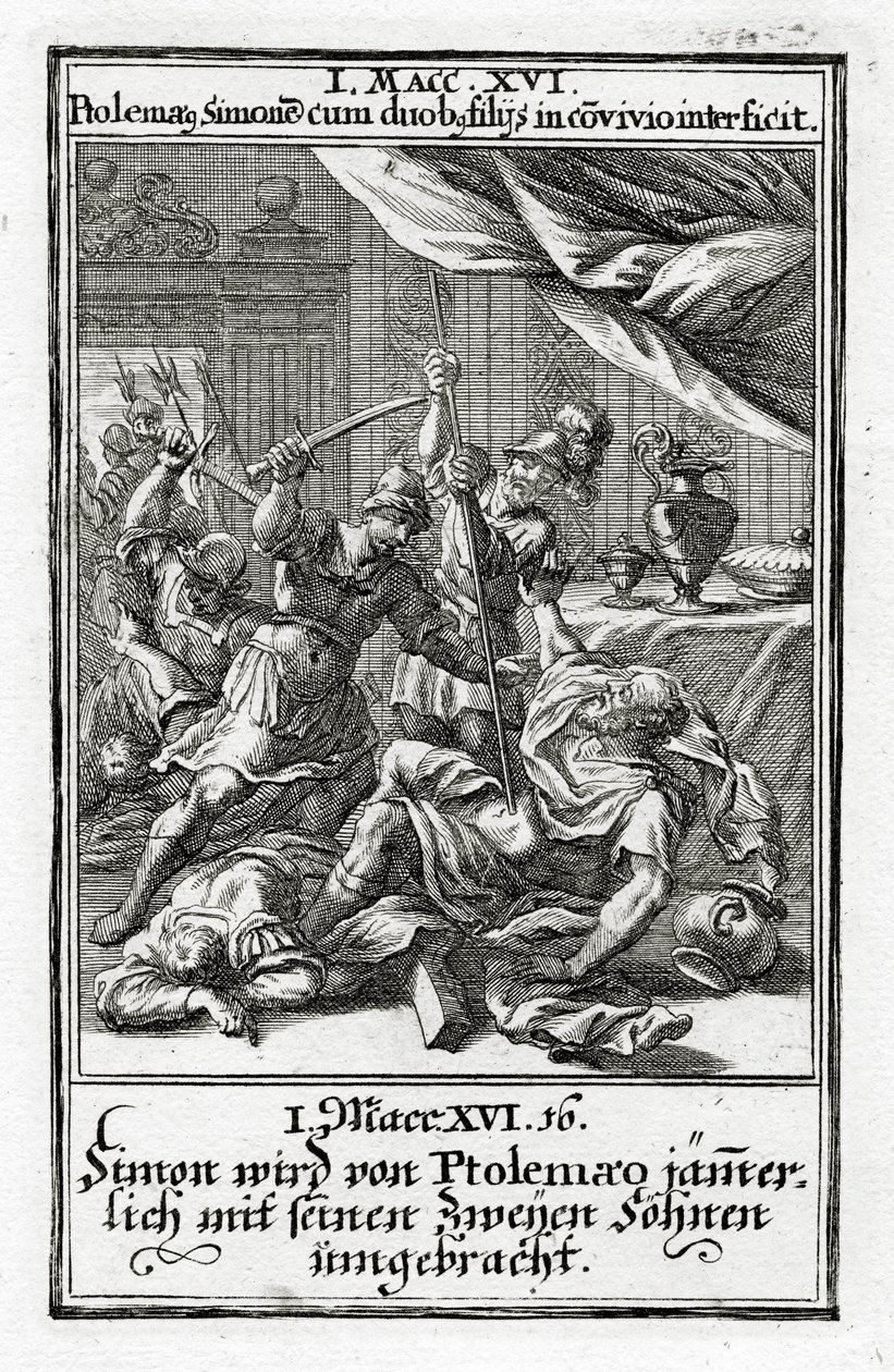 Simon and His Two Sons Get Killed by Ptolemy. 1 Maccabees 14:16 by Christoph Weigel