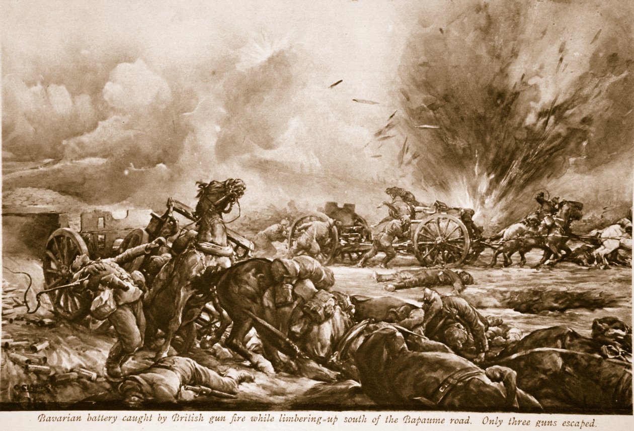 A Bavarian Battery Caught by British Gun Fire While Limbering-Up South of the Bapaume Road by Christopher Clark