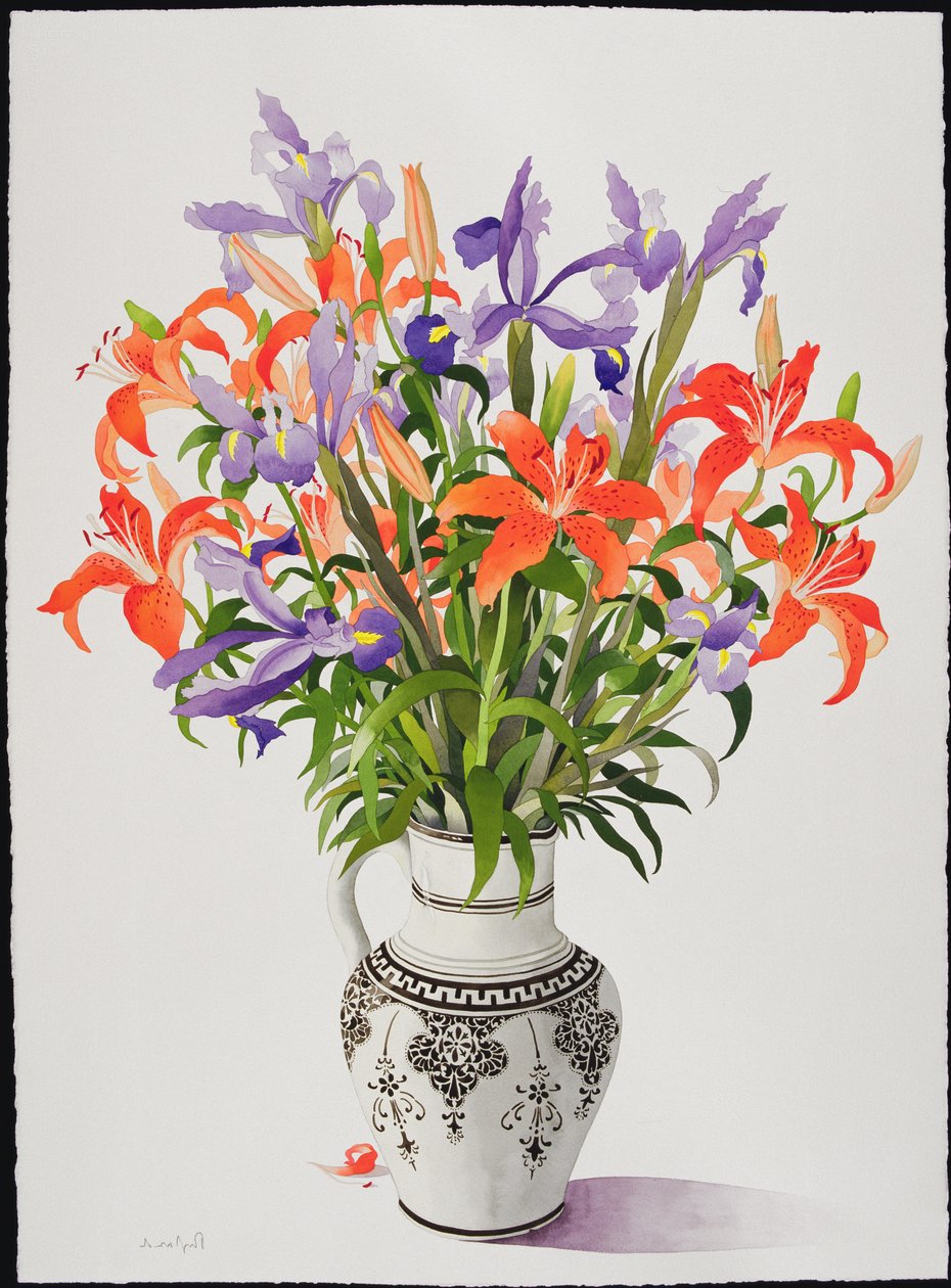 Flowers in a Black and White Jug by Christopher Ryland