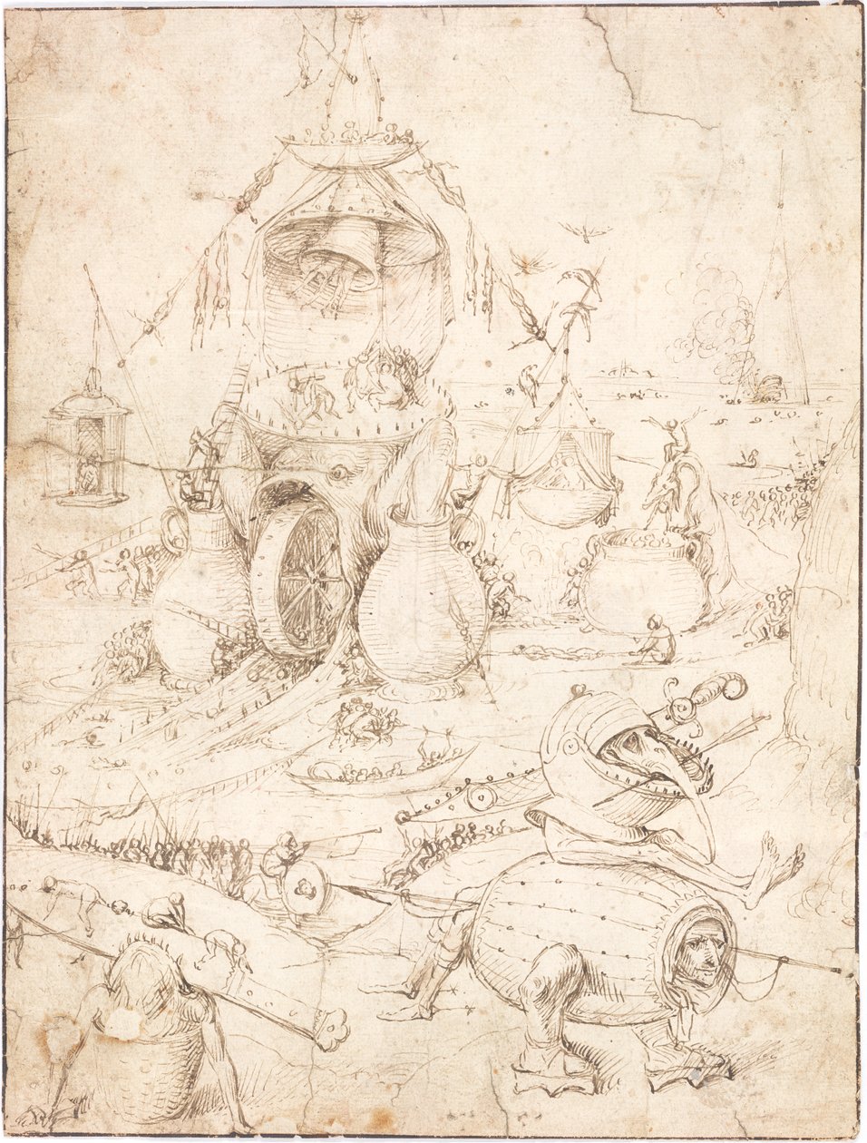 A Hell Scene with a Fish-Monster with a Wheel in Its Mouth by Follower of Hieronymus Bosch