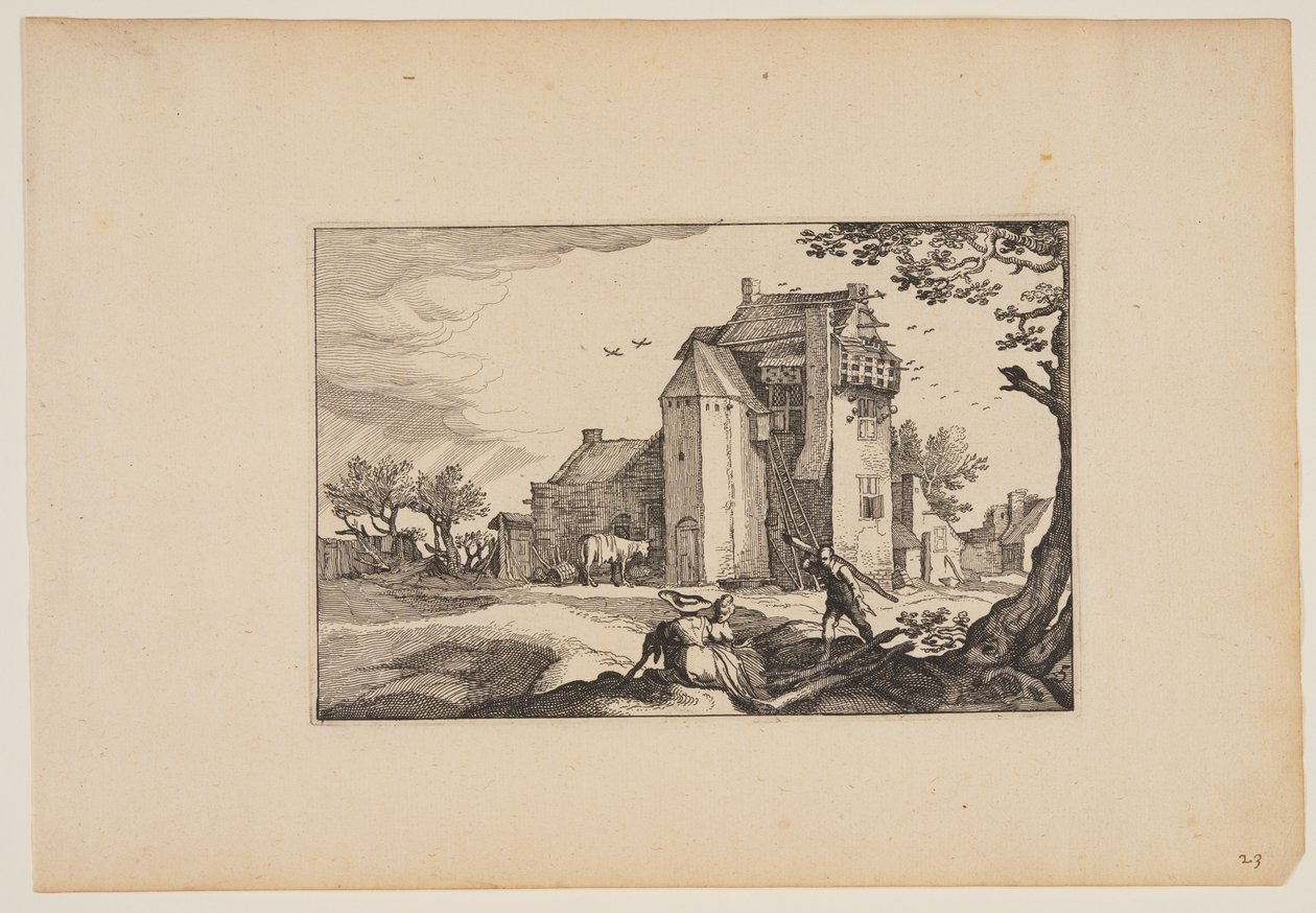 Farmhouse with Dovecotes, from Landscapes by Claes Jansz. Visscher