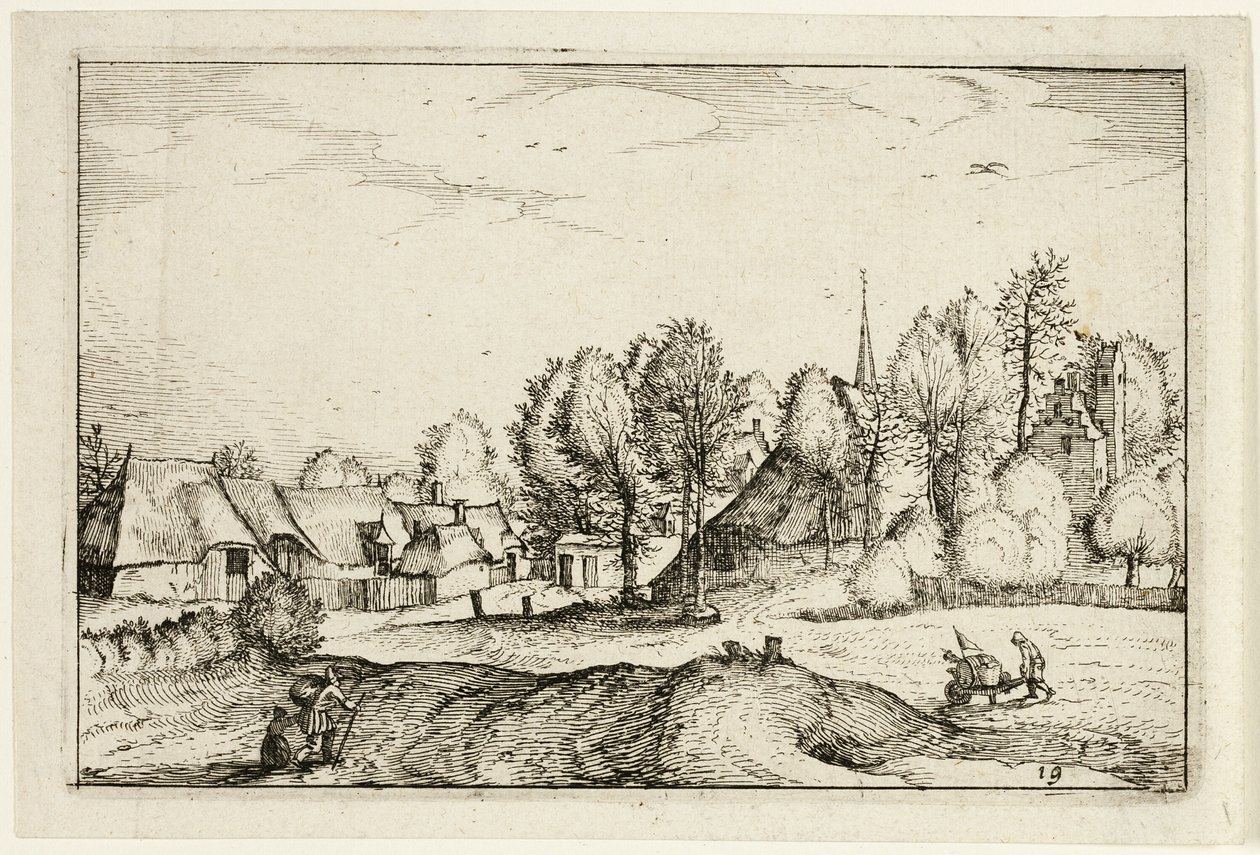 Road into a Village, plate nineteen after Pictures of Farms, Country Houses and Rustic Villages by Claes Jansz. Visscher II