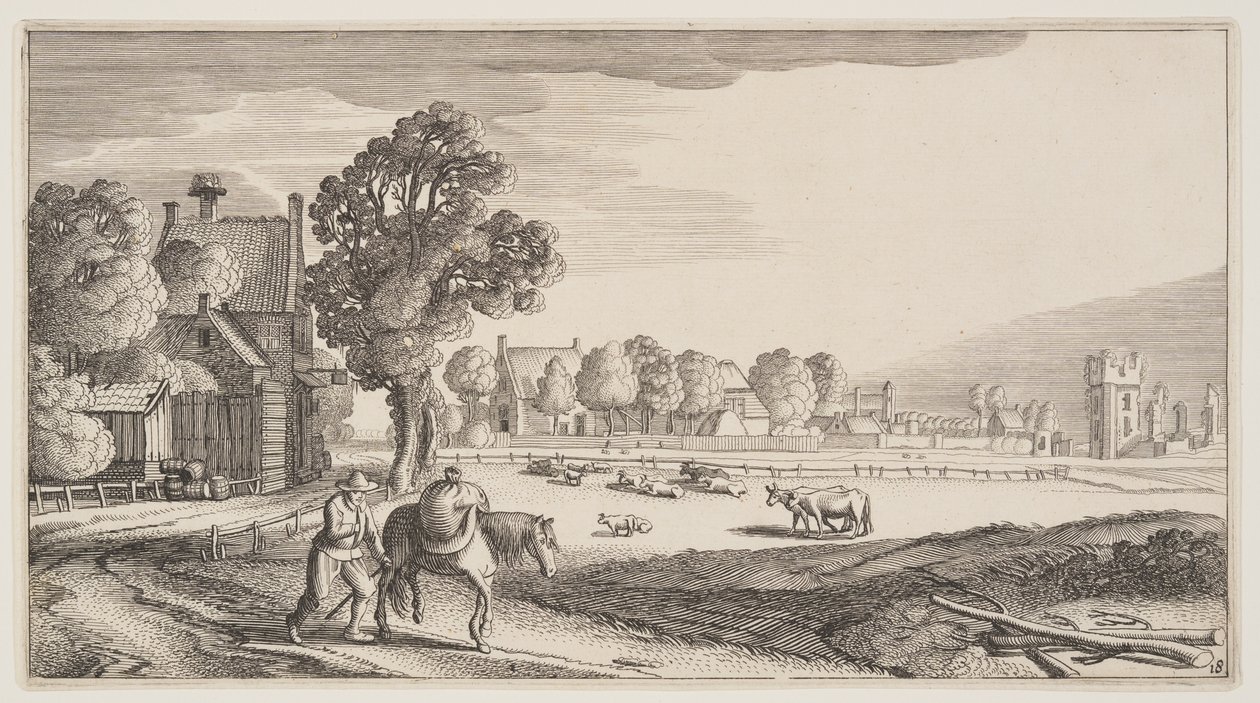 Roads along a Pasture, from Landscapes by Claes Jansz. Visscher II