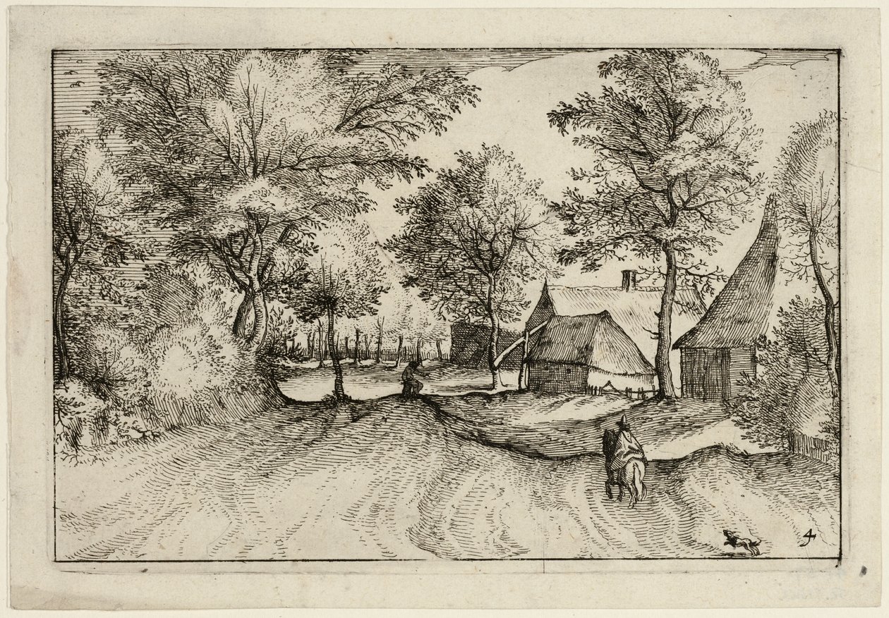 Village Road, plate four after Pictures of Farms, Country Houses and Rustic Villages by Claes Jansz. Visscher II