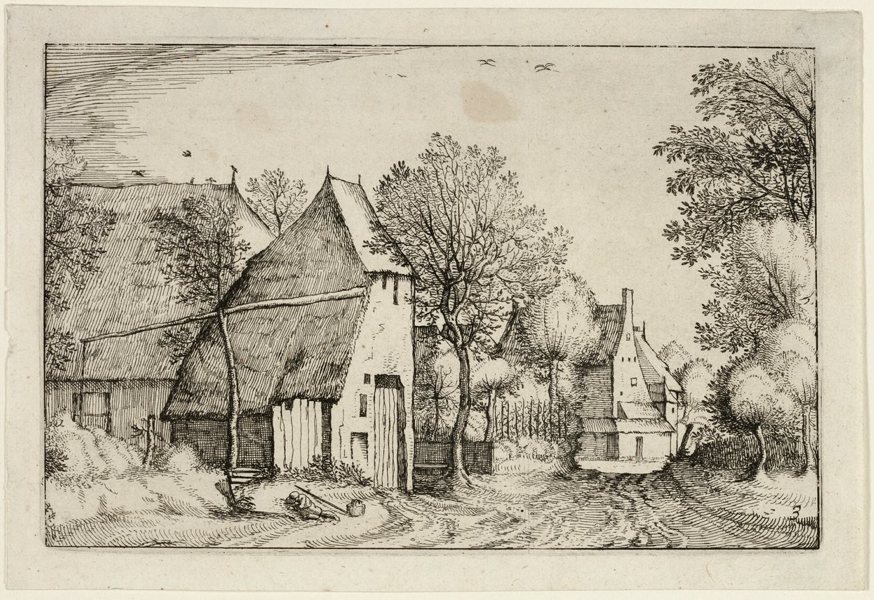 Village Road, plate three after Pictures of Farms, Country Houses and Rustic Villages by Claes Jansz. Visscher II