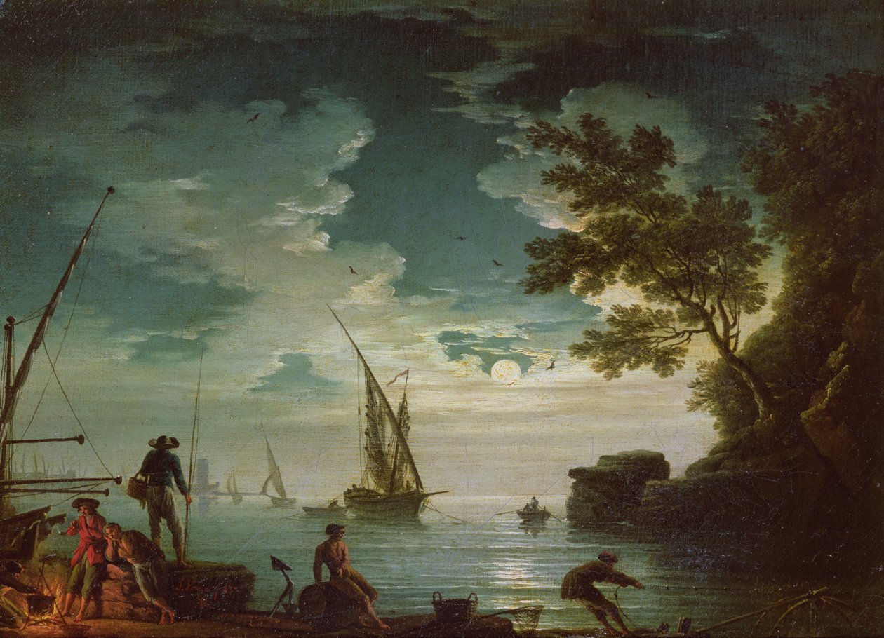 Seascape, Moonlight by Claude Joseph Vernet