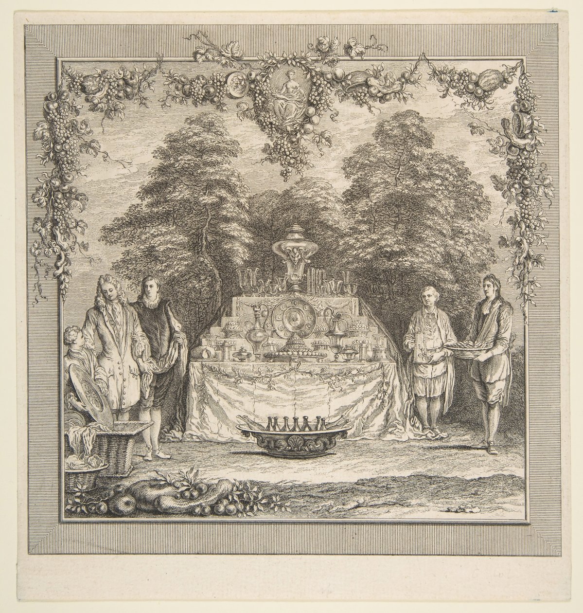 The Collation Prepared in a Garden by Claude Gillot, Jacques Gabriel Huquier