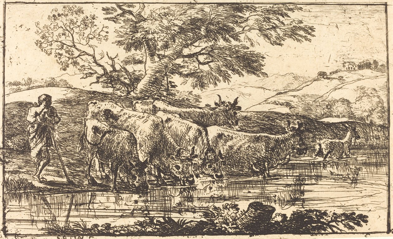 The Herd at the Watering Place by Claude Lorrain