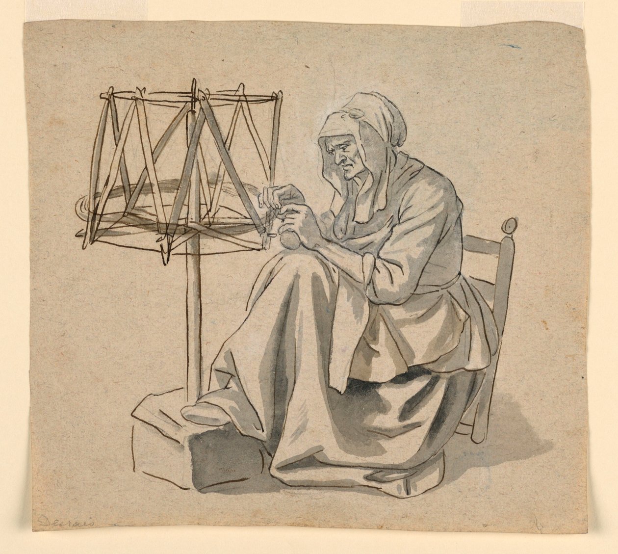 An Old Woman Spinning, 1810–30 by Claude Louis Desrais