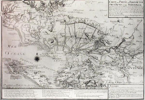 Map of Bas Poitou, Aunis and Saintonge with the Marshes of the Bay of Aiguillon in 1716 by Claude Masse