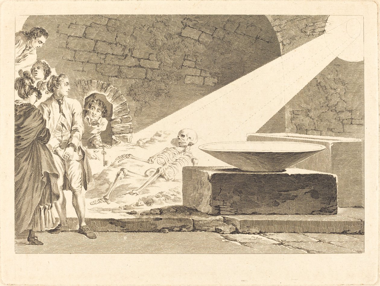 Fragonard and Bergeret with Their Wives Visiting a Tomb in Pompeii by Claude Mathieu Fessard after Jean Honoré Fragonard