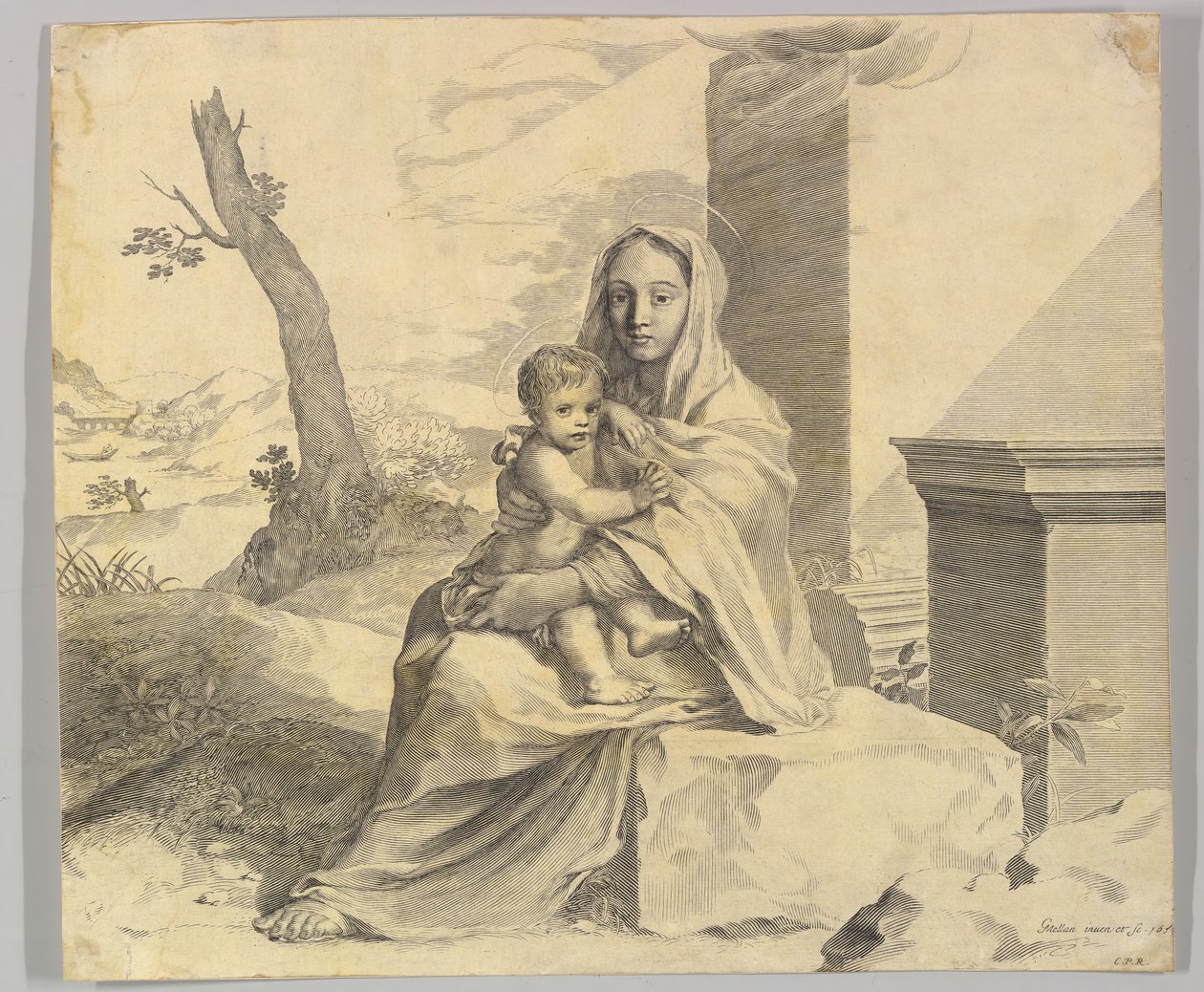 Virgin and Child Seated on a Rock, 1659 by Claude Mellan