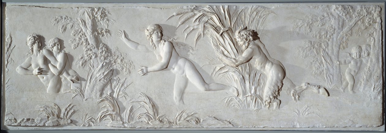 Pan Pursuing Syrinx Under the Gaze of Amour (Bas Relief) by Claude Michel Clodion