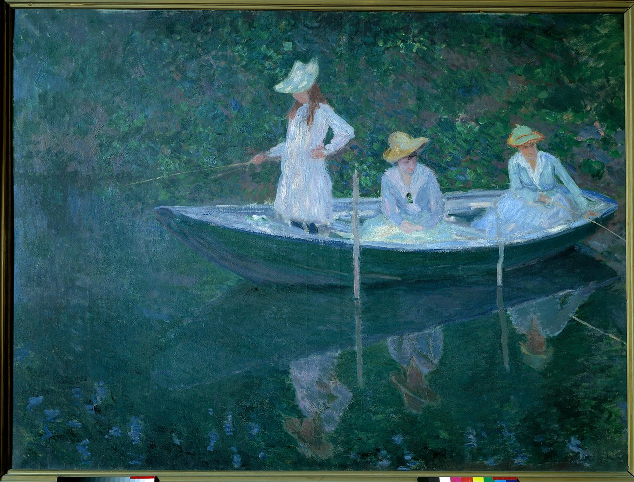 Boat in Giverny or in Norwegian. The Daughters of Madame Hoschede, Germaine, Suzanne and Blanche by Claude Monet