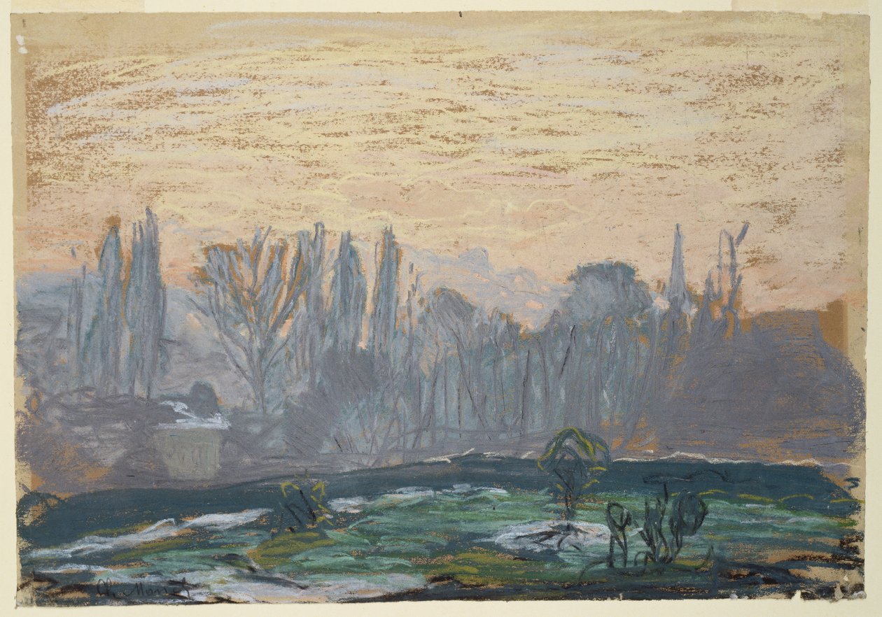 Winter Landscape with Evening Sky by Claude Monet