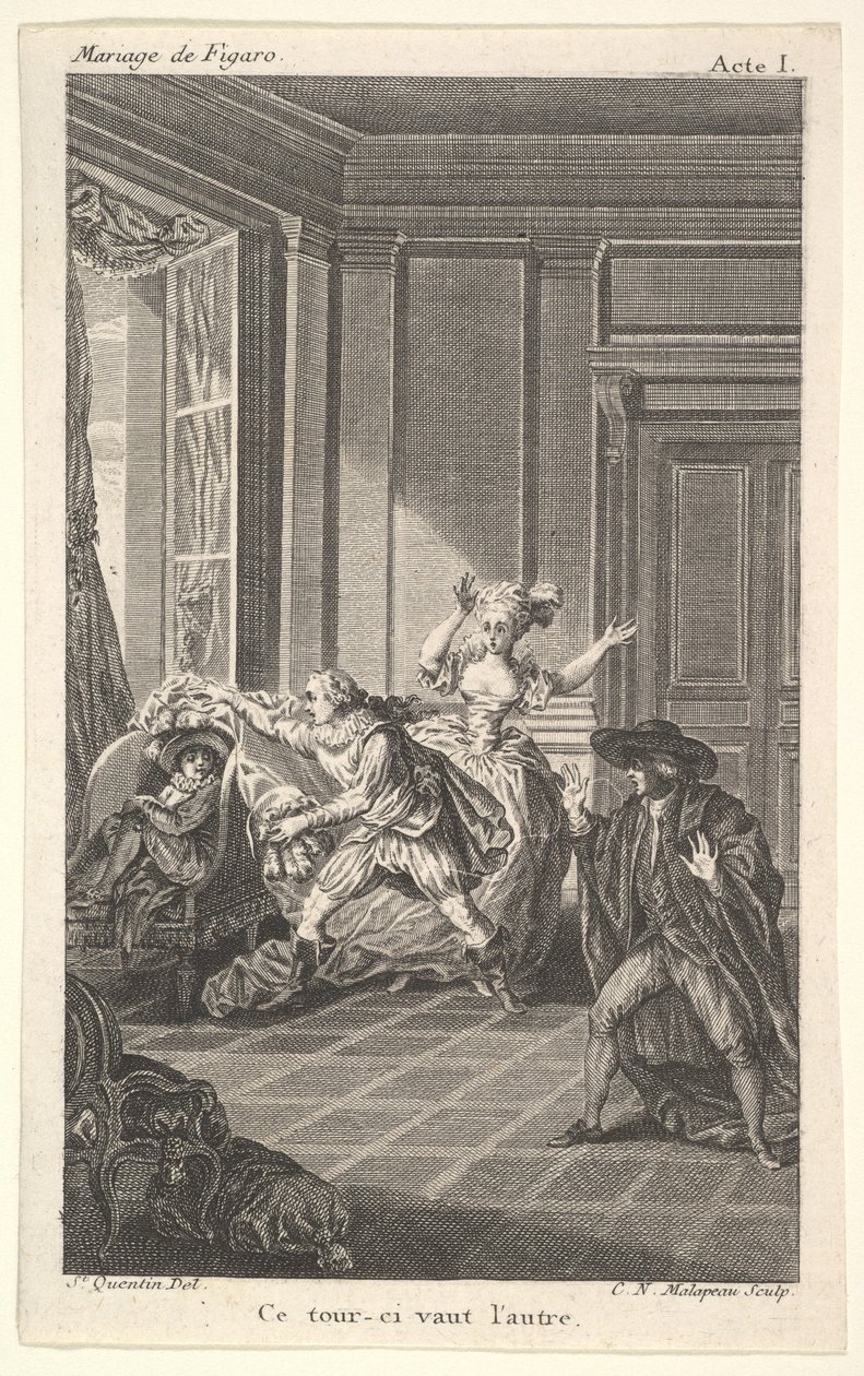 A Man Curled Up in a Chair Looks Toward Another Man Who Approaches Him from the Left, ca. 1784 by Claude Nicolas Malapeau