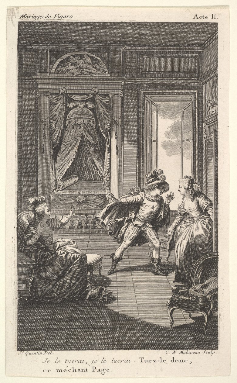 A Man Leans Toward a Woman Standing in a Doorway by Claude Nicolas Malapeau