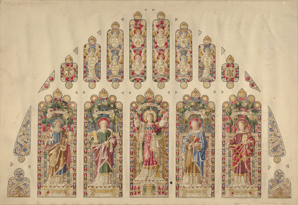 Design for a Multi-paned Stained-glass Window, Church of the Divine Paternity, New York, ca.1898 by Clayton and Bell