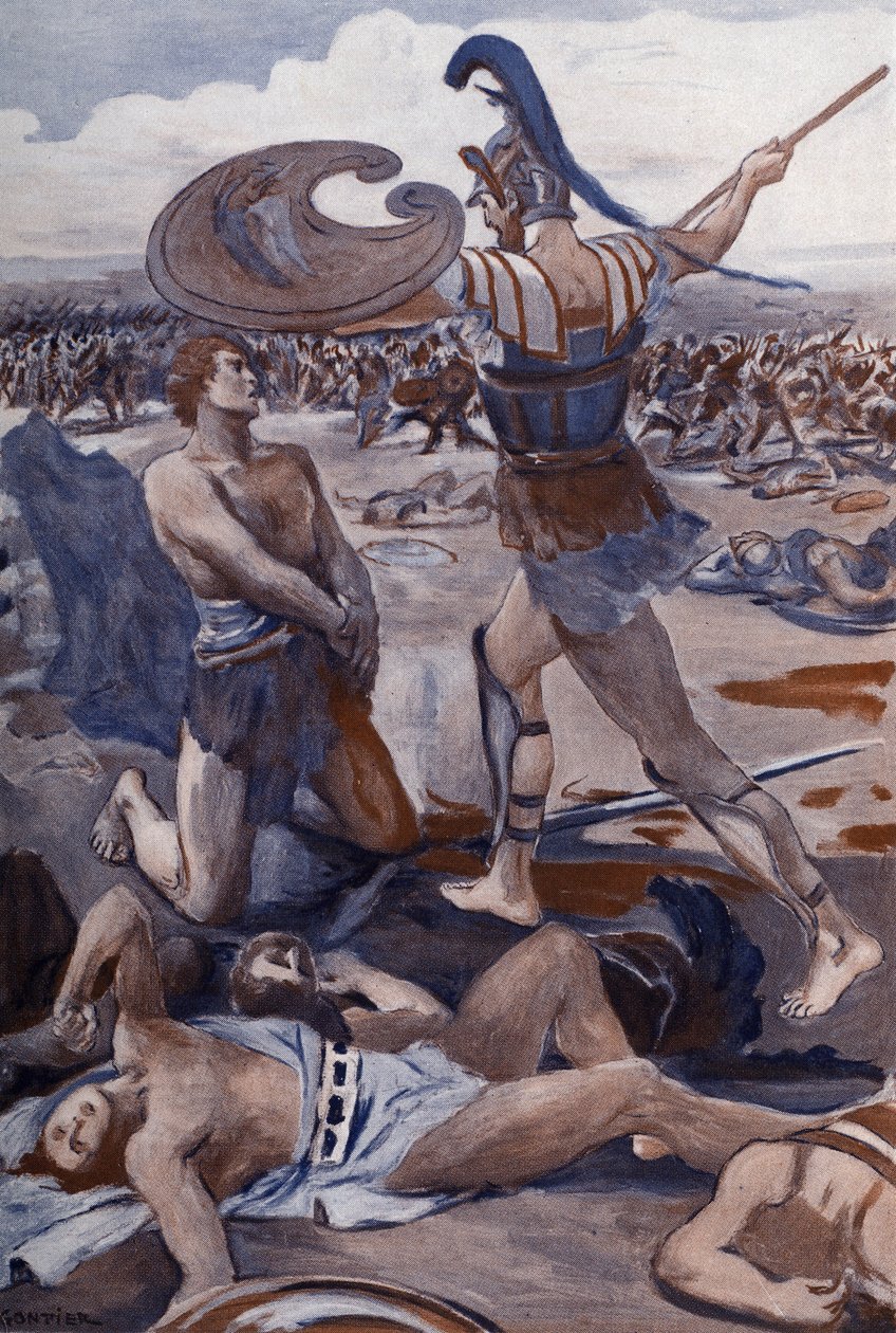 The Death of Patrocles: Hector Kills Patrocles. Illustration by Clement Gontier for Homer