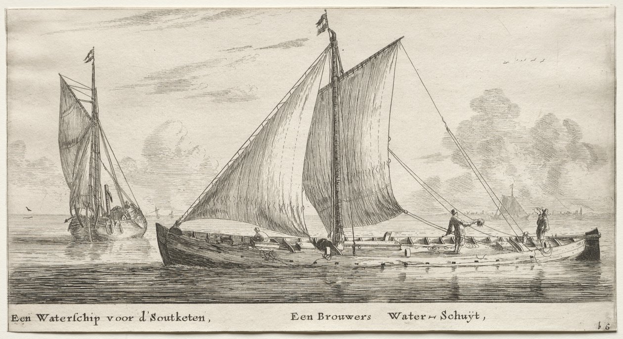 Various Ships and Views of Amsterdam, Part II: A Water-ship Bound for the Soutketen. A Brewer