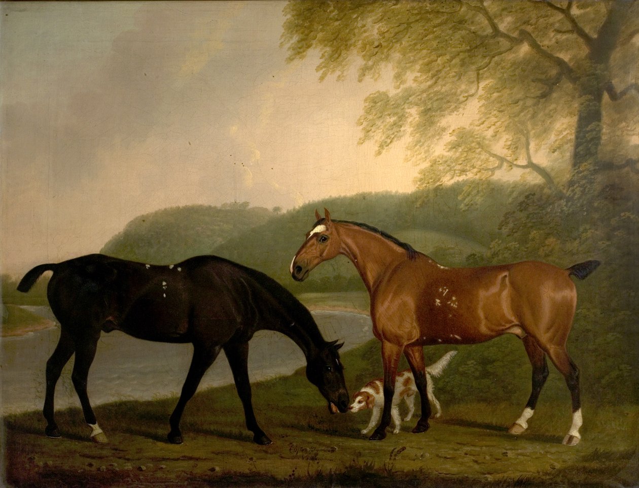 Horses and Dog in a Landscape by Clifton Tomson