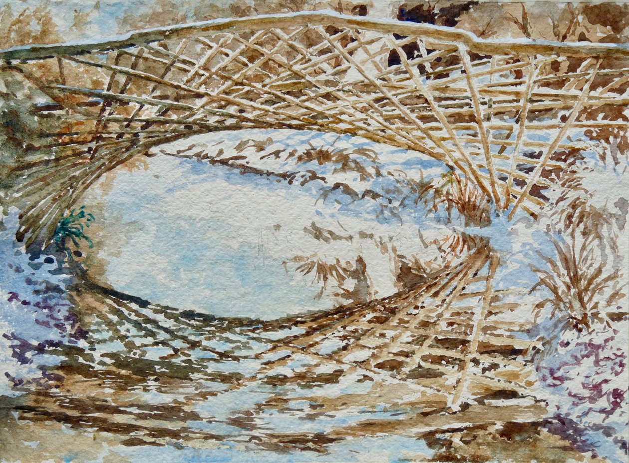 Snow on the Kingfisher Bridge, 2011 by Clive Wilson