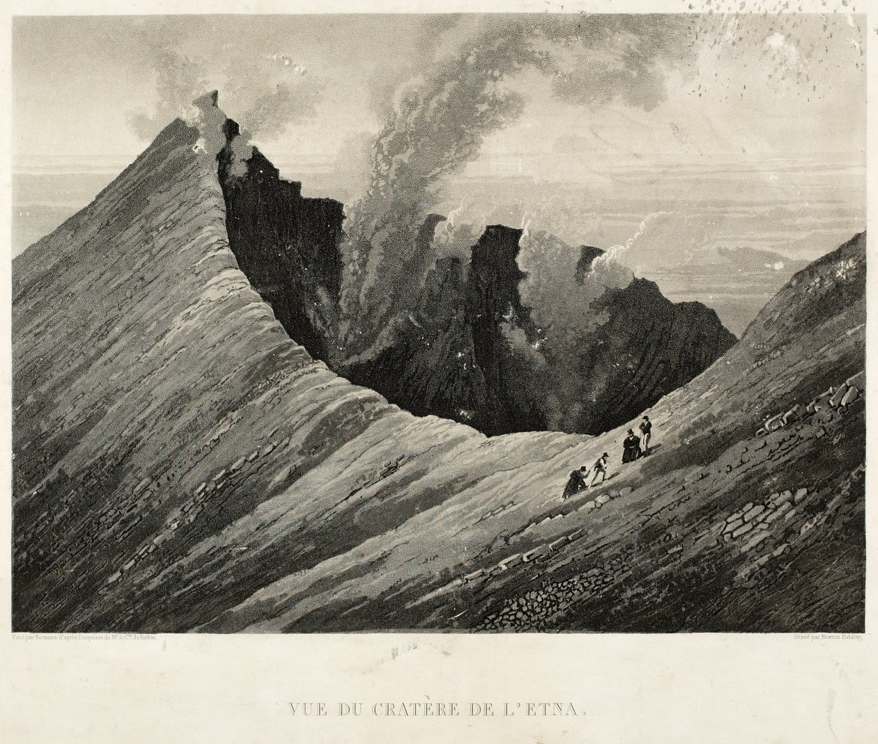 View of the Crater of Etna, engraved by Newton Fielding by Comte de Forbin