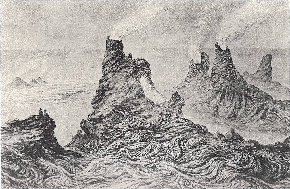 Temporary Chimneys and Fire Fountains of Kilauea by Constance Gordon Cumming