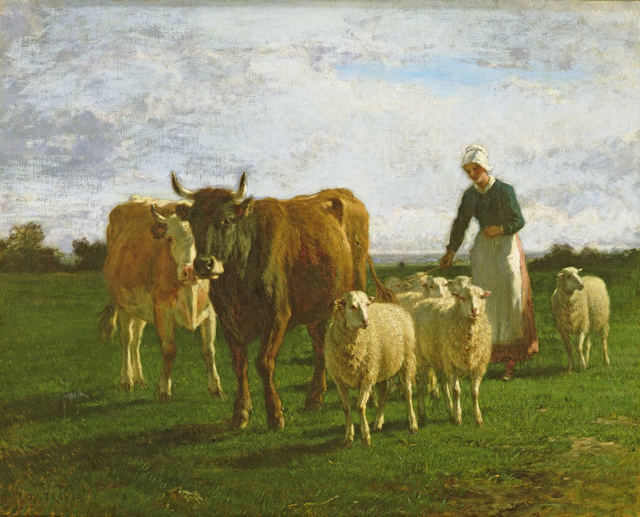 Evening, Driving Cattle, 1859 by Constant-Emile Troyon