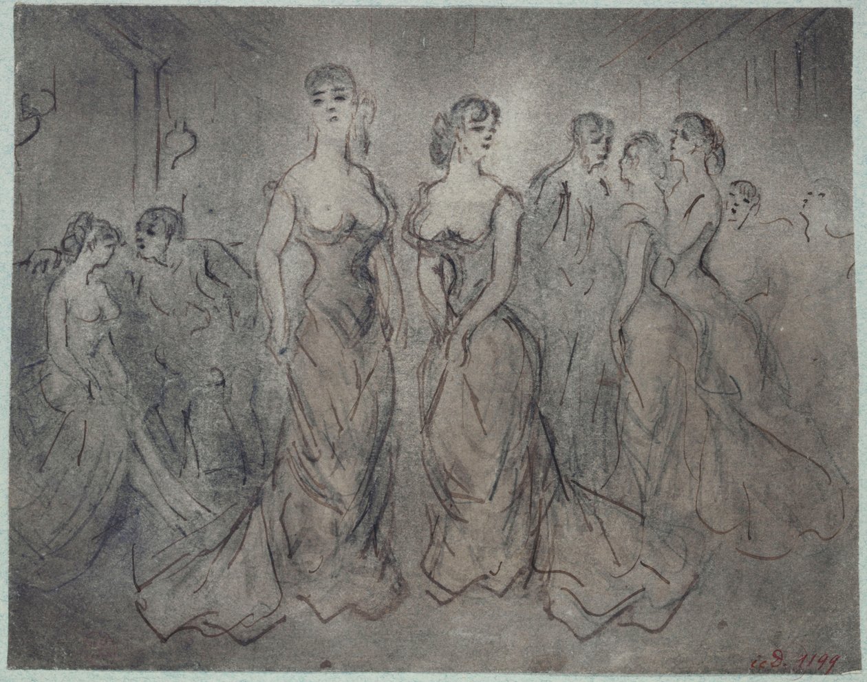 Interior Scene of a Public House, Women and Men, circa 1875 by Constantin Guys