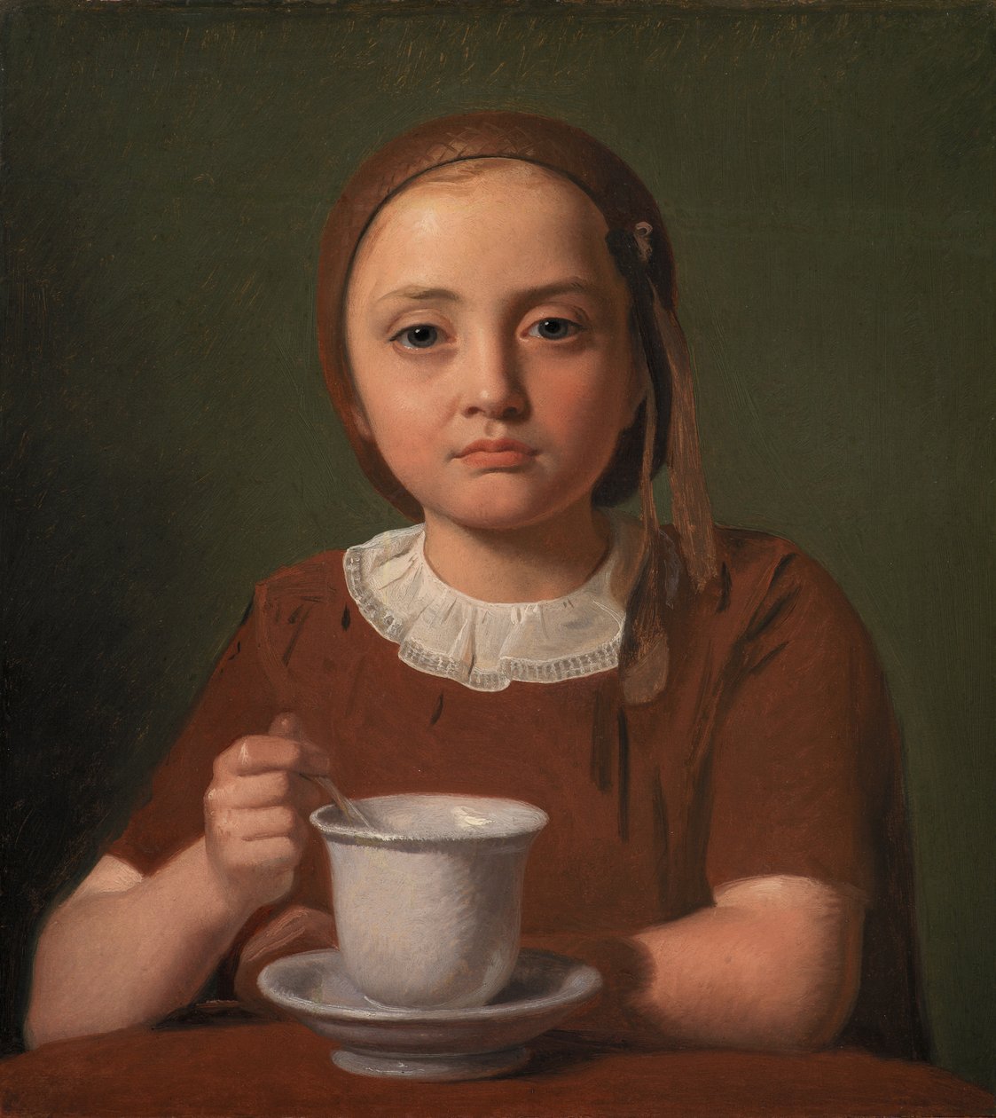 Portrait of a Little Girl, Elise Købke, with a Cup in Front of Her by Constantin Hansen