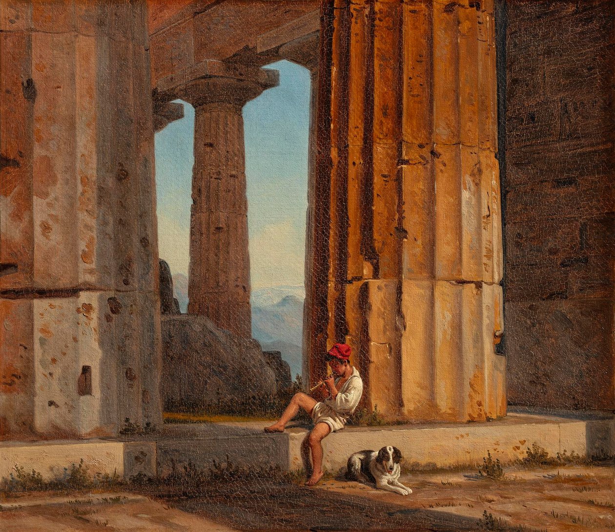 View of the Temple of Poseidon at Paestum by Constantin Hansen