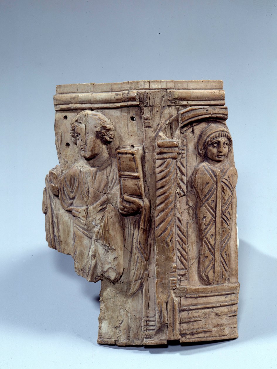 Coptic art: fragment of ivory tablet representing the resurrection of Lazarus by Coptic Coptic