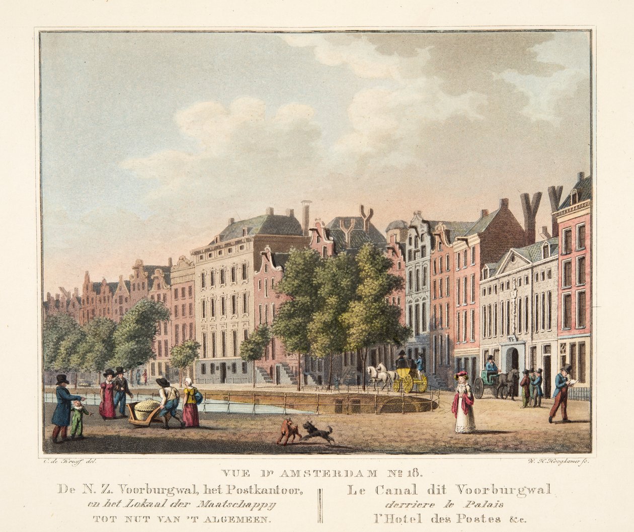 View of Amsterdam No.18. De N.Z. Voorburgwal, the Post Office, and the Local Society for Public Welfare. The Canal Called Voorburgwal Behind the Palace, the Post Office, etc. by Cornelis de Kruyff