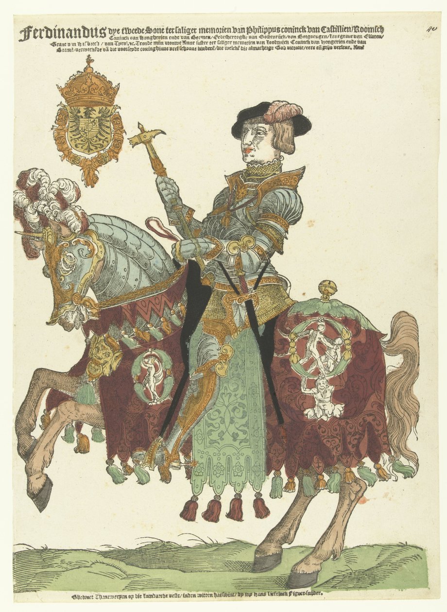 Portrait of Ferdinand I of Austria on Horseback by Cornelis Anthonisz. (manner of)