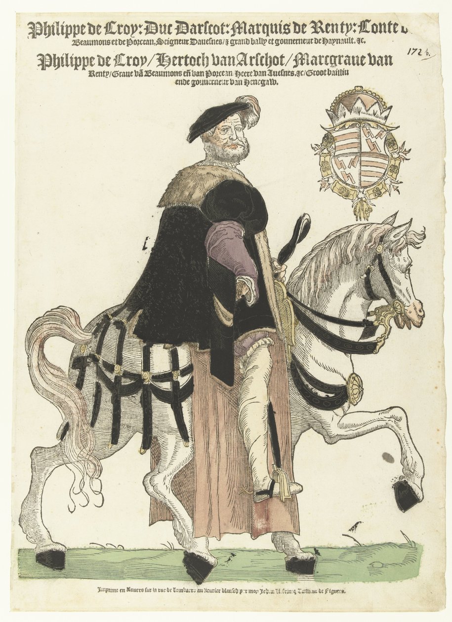 Portrait of Philip de Croy on Horseback by Cornelis Anthonisz. (manner of)