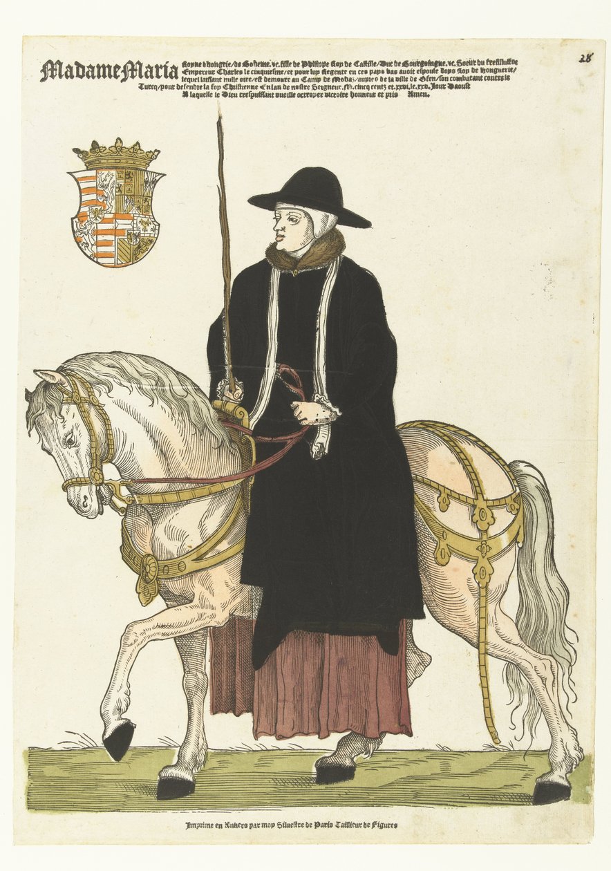 Portrait of Maria of Hungary on Horseback by Cornelis Anthonisz. (manner of)