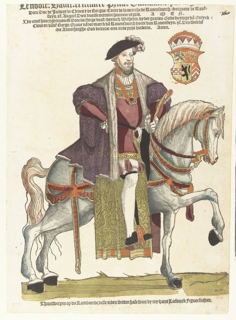 Portrait of Duke William of Cleves, Jülich and Berg, Count of Mark, Lord of Ravenstein on Horseback by Cornelis Anthonisz. (manner of)