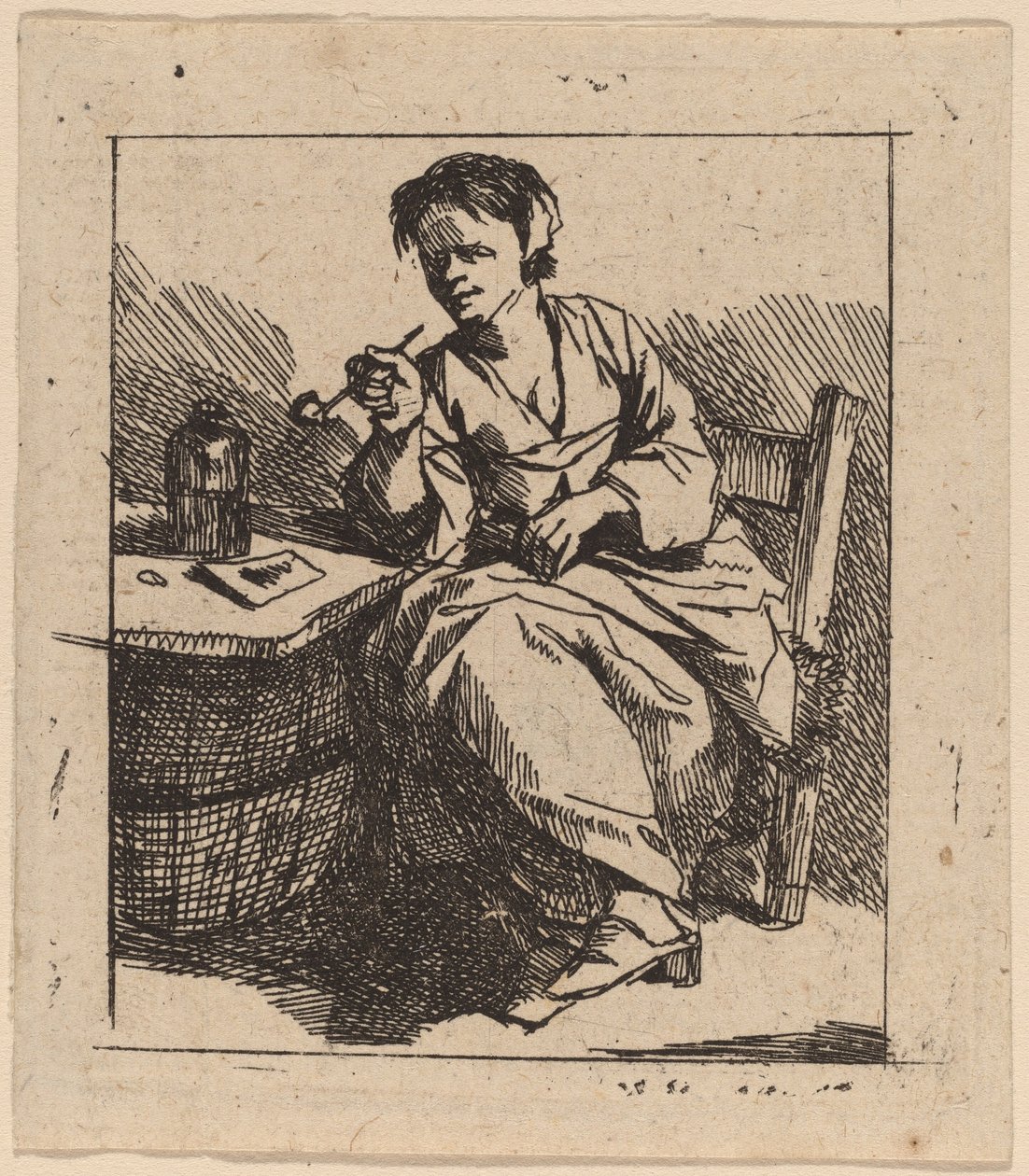 A Woman Smoking by Cornelis Pietersz Bega