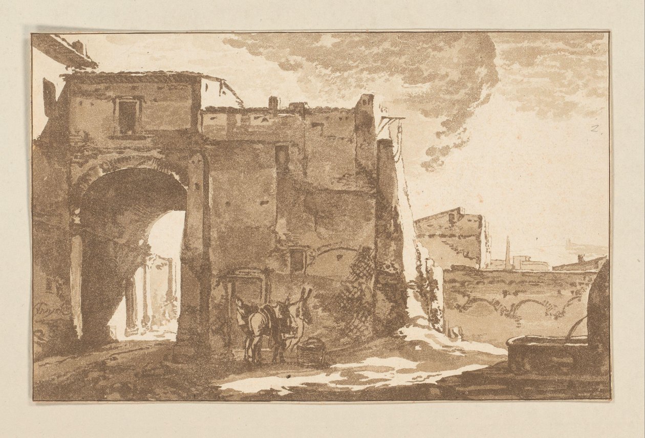 Gate with Traveler and Mule by Cornelis Brouwer