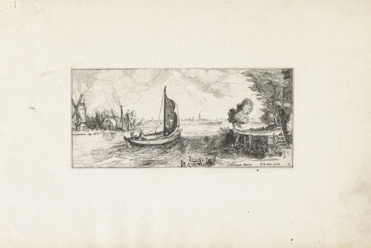 Boat on a River (Landscapes) by Cornelis Claesz van Wieringen (possibly)