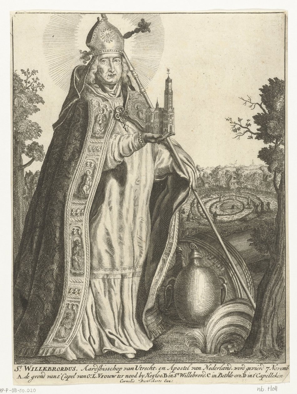 Saint Willibrord as Archbishop with Church Model of Utrecht Cathedral by Cornelis Danckerts (I)