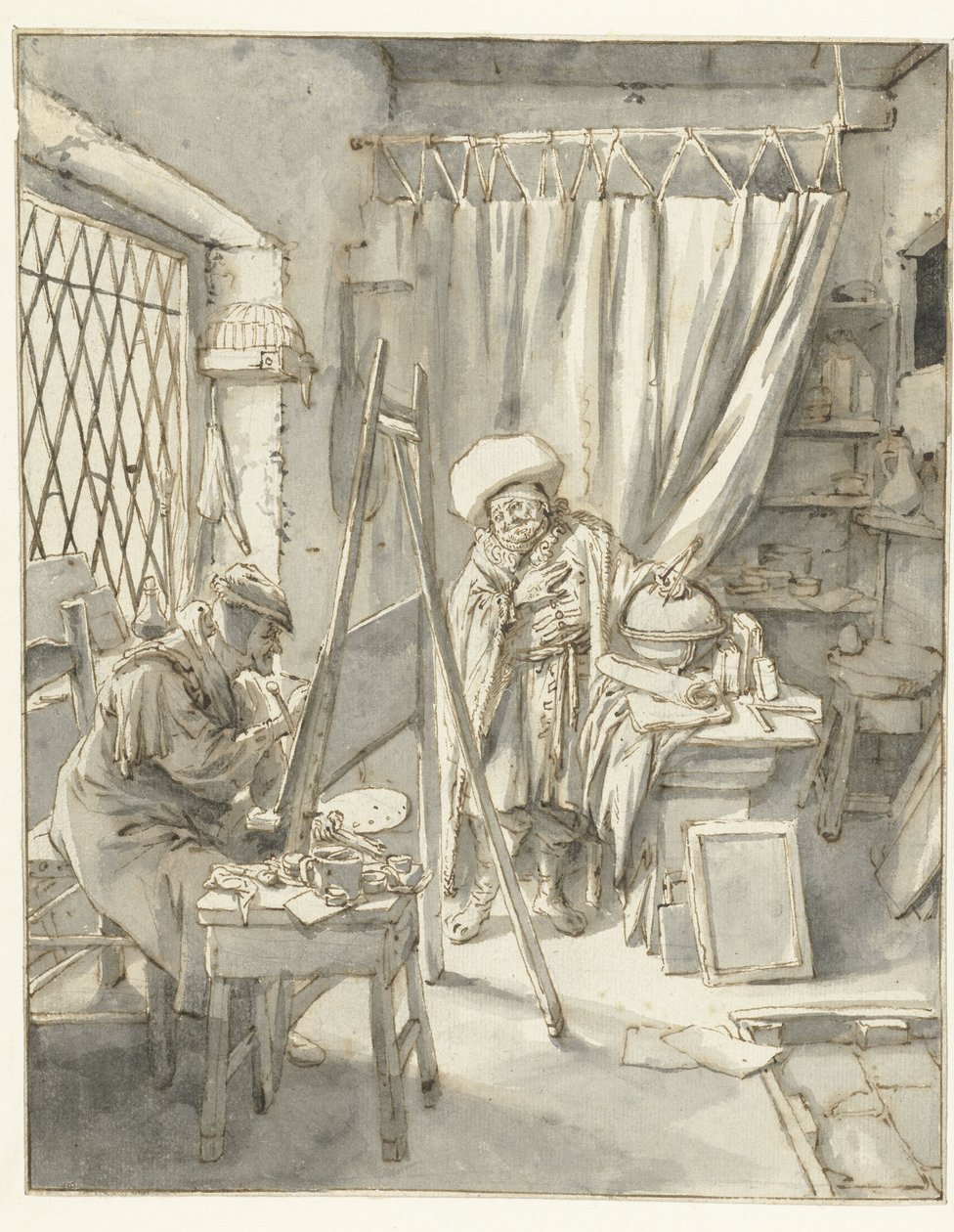 An Artist with a Model in His Studio by Cornelis Dusart