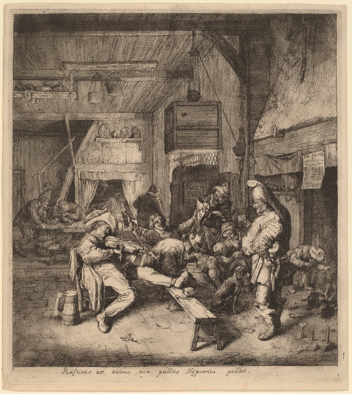 Violin Player Seated in a Tavern by Cornelis Dusart