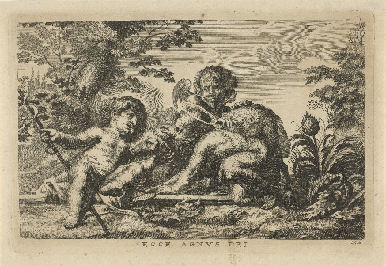 John the Baptist and the Christ Child with Lamb and Angel by Cornelis Galle (II)