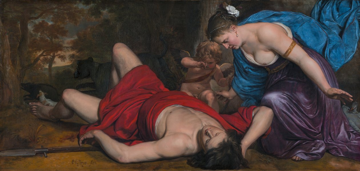 Venus and Cupid Lamenting the Dead Adonis by Cornelis Holsteyn