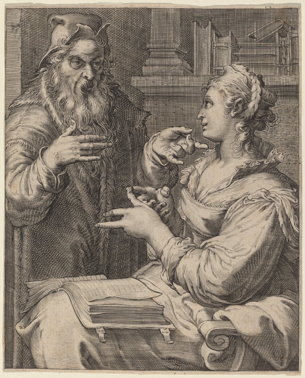 Philosophy by Cornelis Jacobsz Drebbel, after Hendrik Goltzius