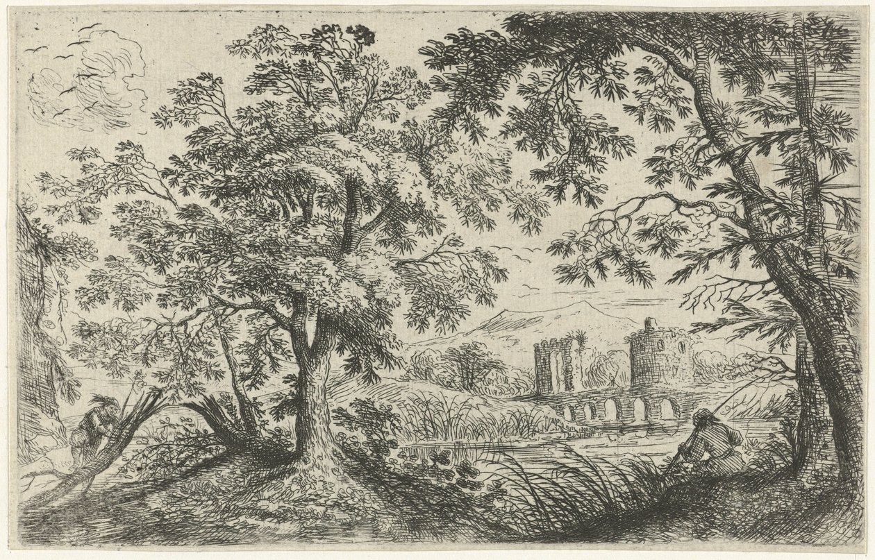 Landscape with a Fisherman by Cornelis Matthieu